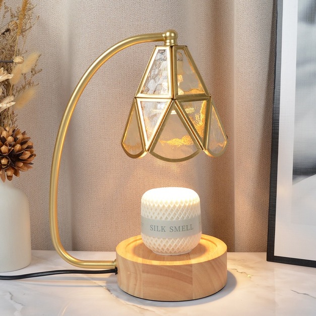 【暴躁貓】可調光可定時送兩個燈泡 窗花玻璃燈罩木質融蠟燈 蠟燭燈 融燭燈 蠟燭暖燈 香氛蠟燭燈 蠟燭燈 融燭燈