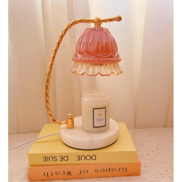 【暴躁貓】可調光可定時可升降 送兩個燈泡 玻璃花燈罩木質融蠟燈 蠟燭燈 融燭燈 蠟燭暖燈 香氛蠟燭燈 蠟燭燈 融燭燈