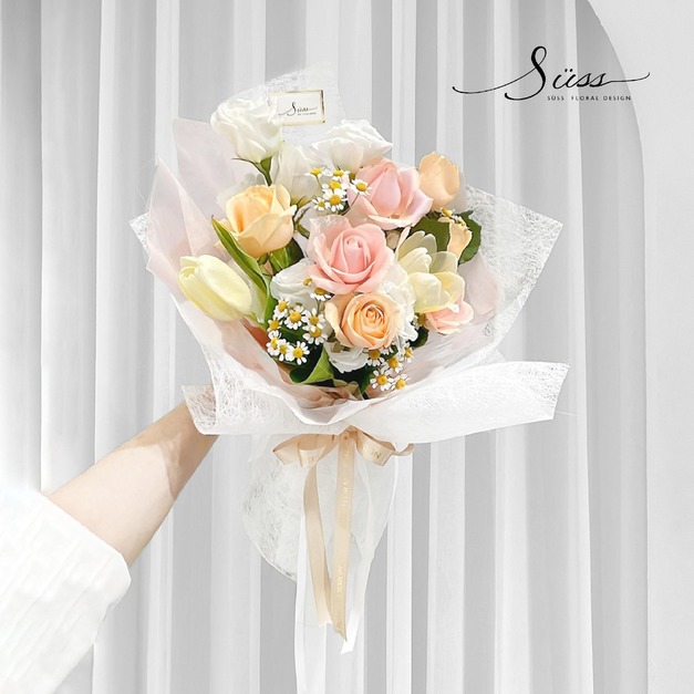 SÜSS 橘粉色系 韓式鮮花束