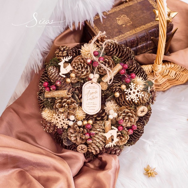 SÜSS聖誕限定 日本進口仿真乾燥花圈