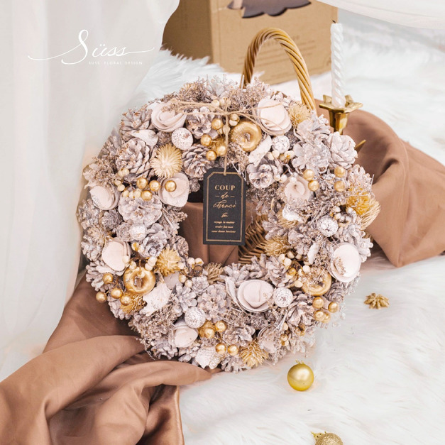 SÜSS聖誕限定 日本進口仿真乾燥花圈