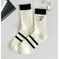 韓國撞色條紋刺繡數字中筒襪~組合價賣場任選3雙200~_10