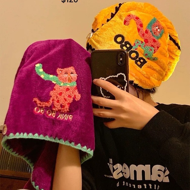 預購小物~啵啵貓乾髮帽超強吸水加厚包頭浴帽