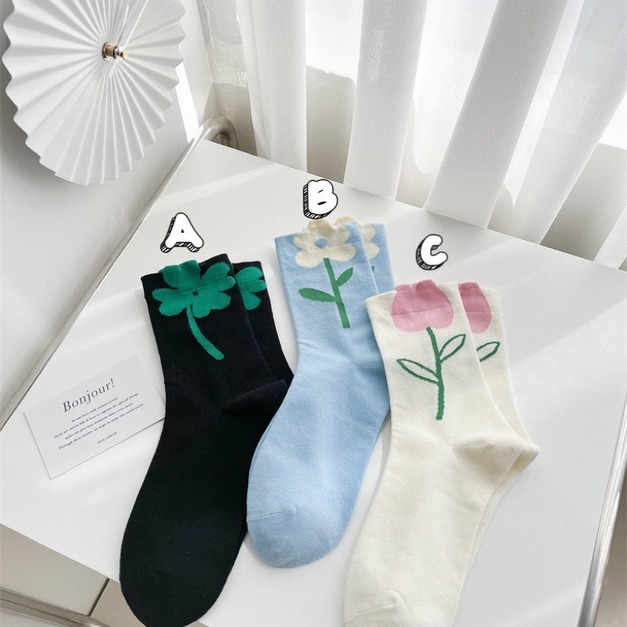 韓國花花中筒襪~組合價賣場任選3雙200