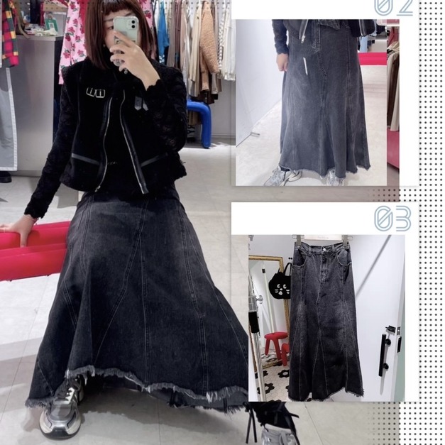 韓國仿舊牛仔傘裙