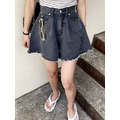 高腰闊腿A字牛仔短褲裙_1