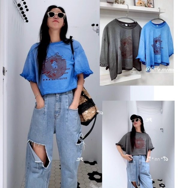 米妮花邊袖短TEE