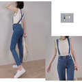 6折出清~超彈性合身質感吊帶窄管牛仔褲_2