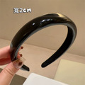 冷淡風赫本風簡約亮黑色銀色PU皮髮箍_8