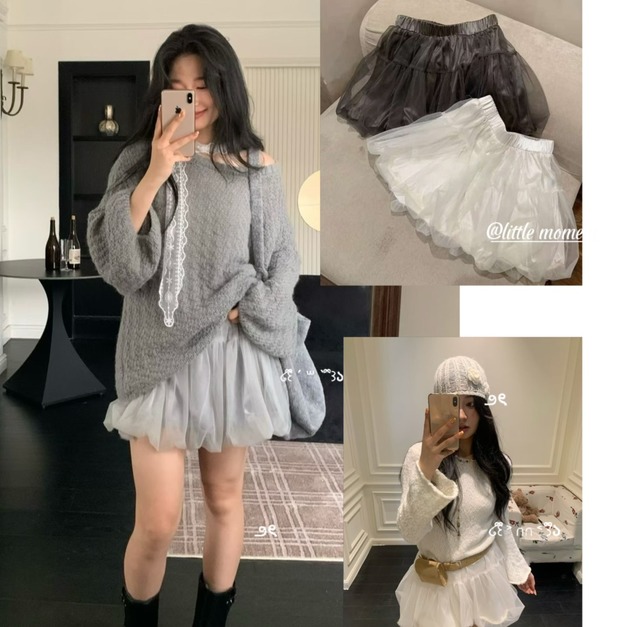 韓國泡泡裙網紗短裙