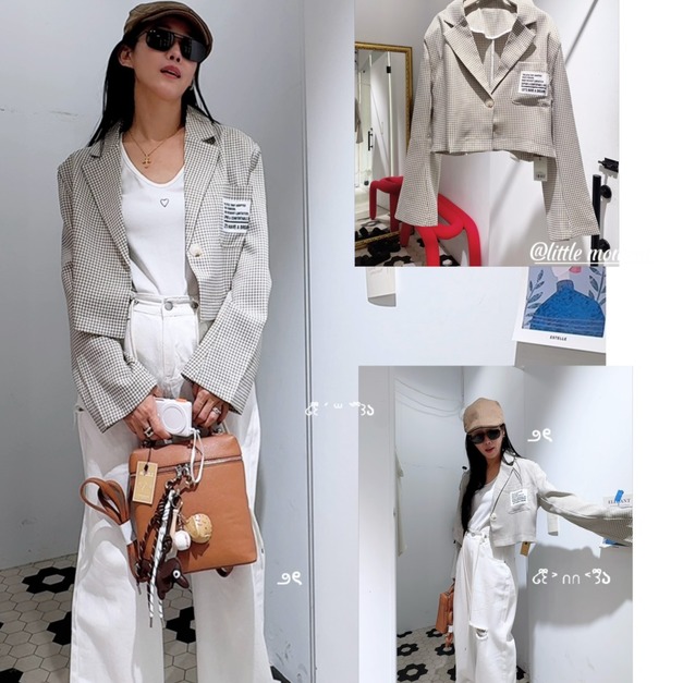 小眾復古格子小西裝外套