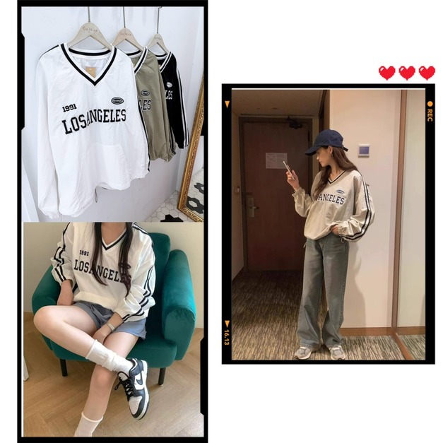 INS球衣風運動刺繡V領上衣