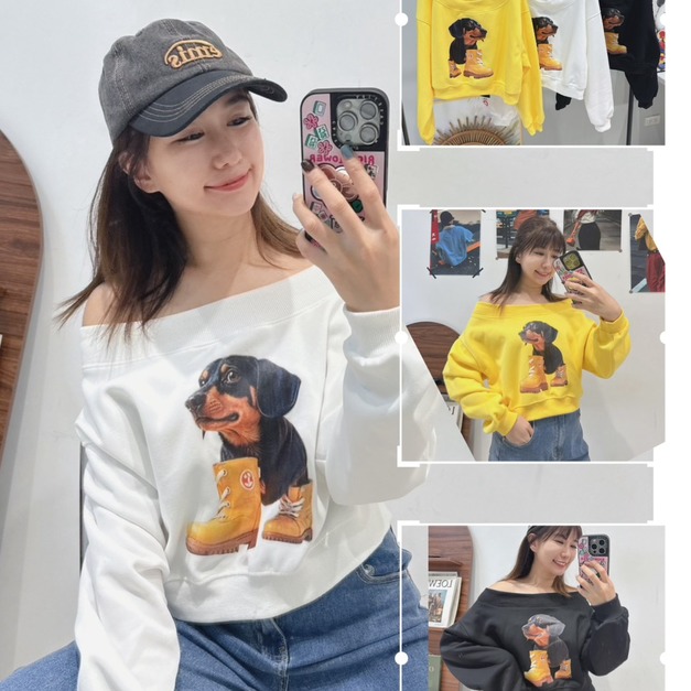 帥氣狗狗一字領TEE