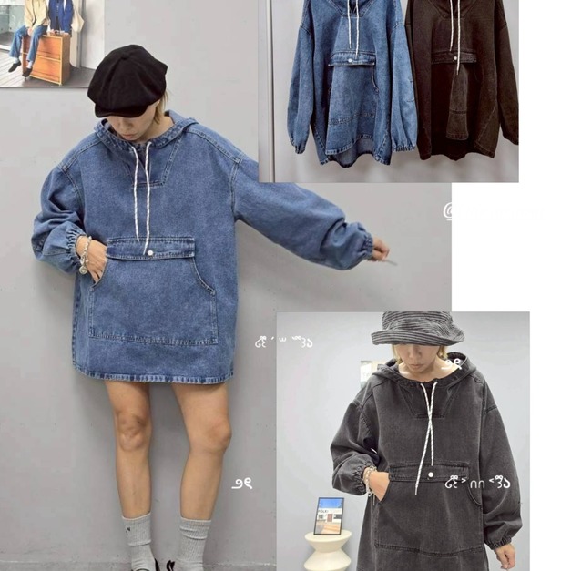 連帽大口袋牛仔短洋裝