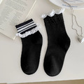 韓國時尚邊緣翻轉學院風兩穿中筒襪~組合價賣場任選3雙200_9