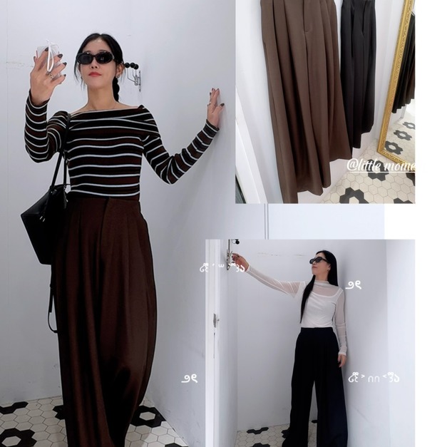 前打摺鬆緊腰寬褲