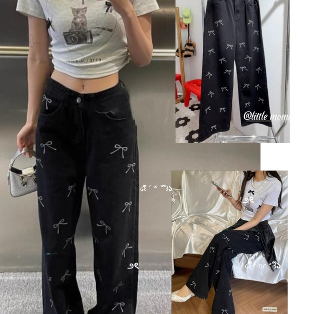 6折出清~小蝴蝶結牛仔寬褲