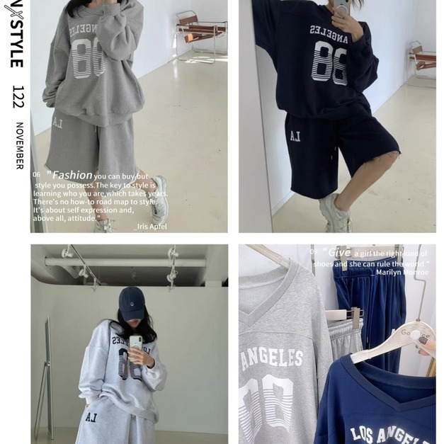 INS運動風字母印花TEE+休閒5分褲