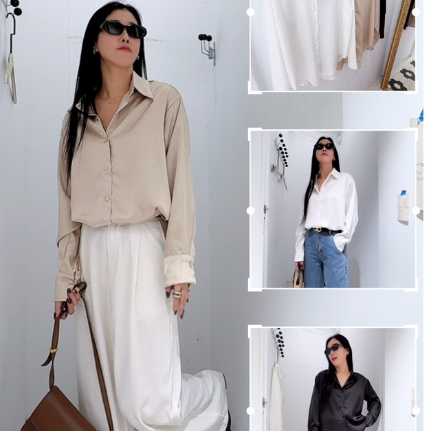 簡約氣質緞面絲綢襯衫