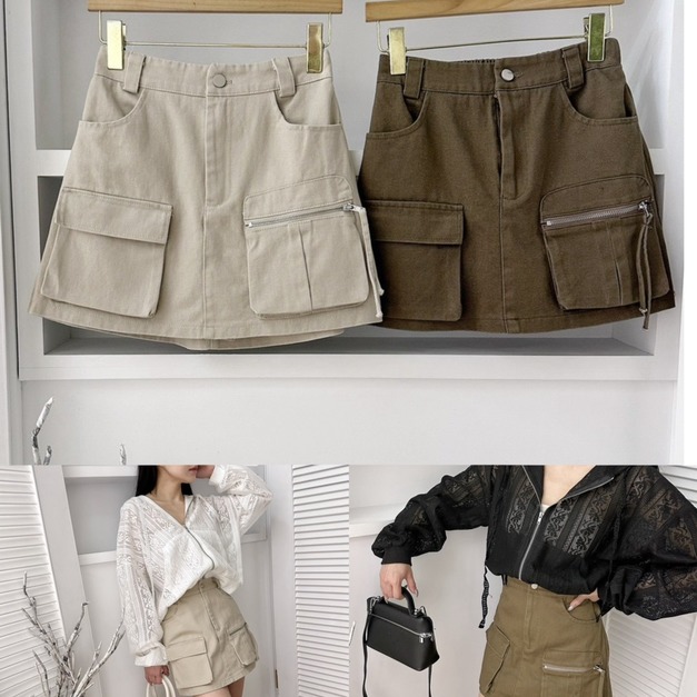韓國URBAN口袋拉鍊裙