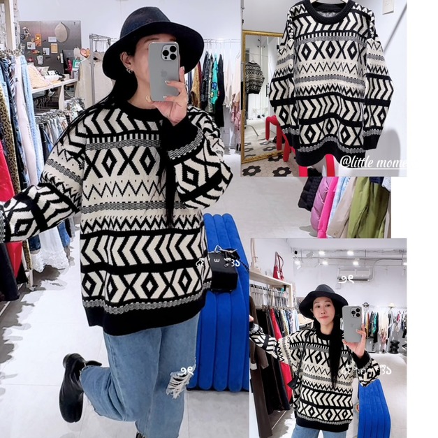 幾何圖騰針織毛衣