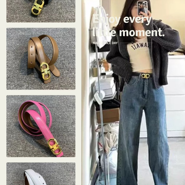 雙環馬蹄釦真皮皮帶