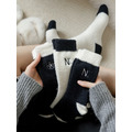 下雪天也可以很温暖～貂绒加厚毛茸茸保暖刺绣中筒襪~組合價賣場任選3雙200_2
