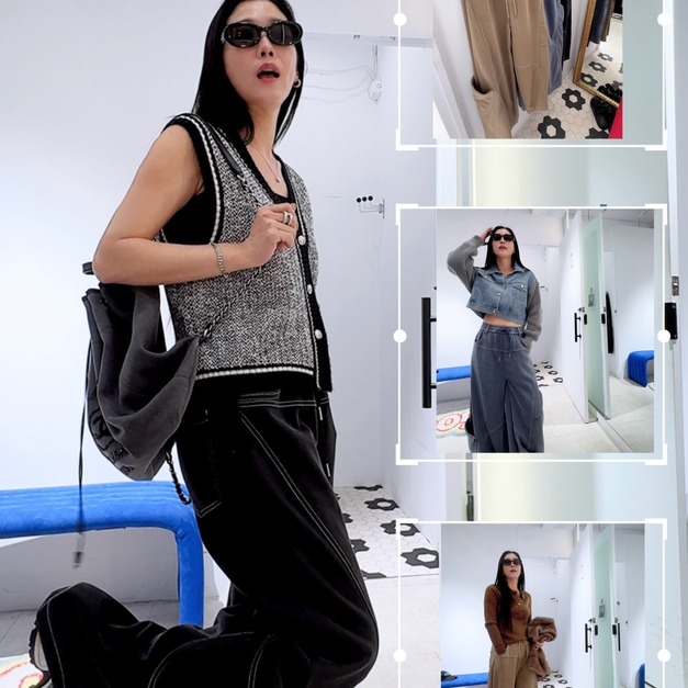 韓國立體車線造型口袋休閒褲