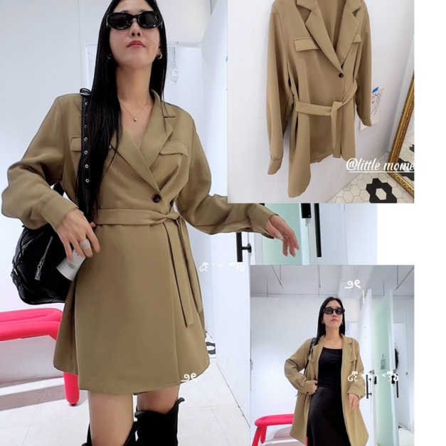 綁腰西裝外套洋裝