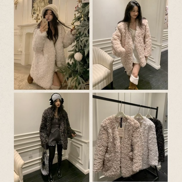 韓國捲捲毛皮草外套