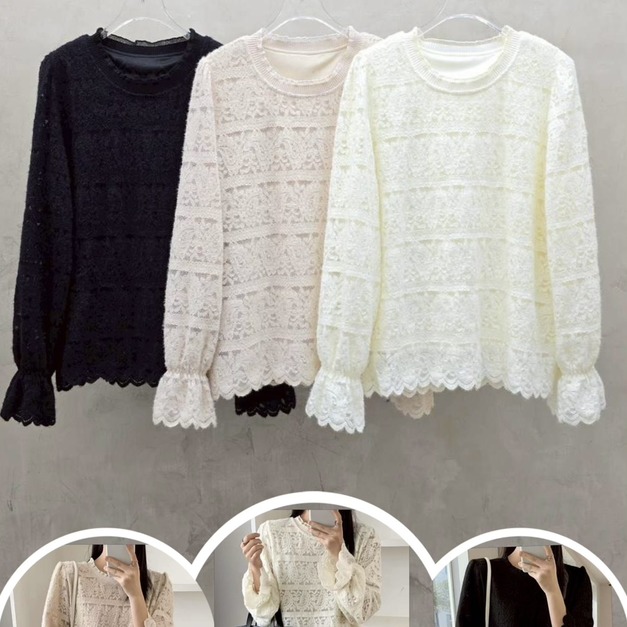 磨毛蕾絲上衣