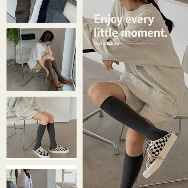 純色及膝小腿襪