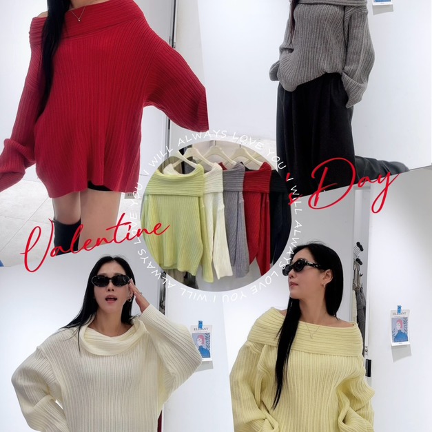 大翻一字領上衣