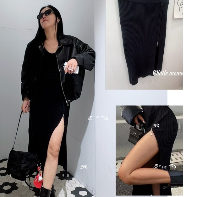 側開插半拉鍊針織裙