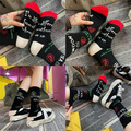 韓國塗鴉設計撞色中筒襪_8