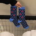 復古INS拼色愛心撞色中筒襪_7