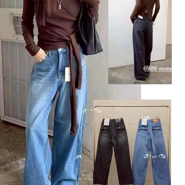 韓國大口袋直筒褲