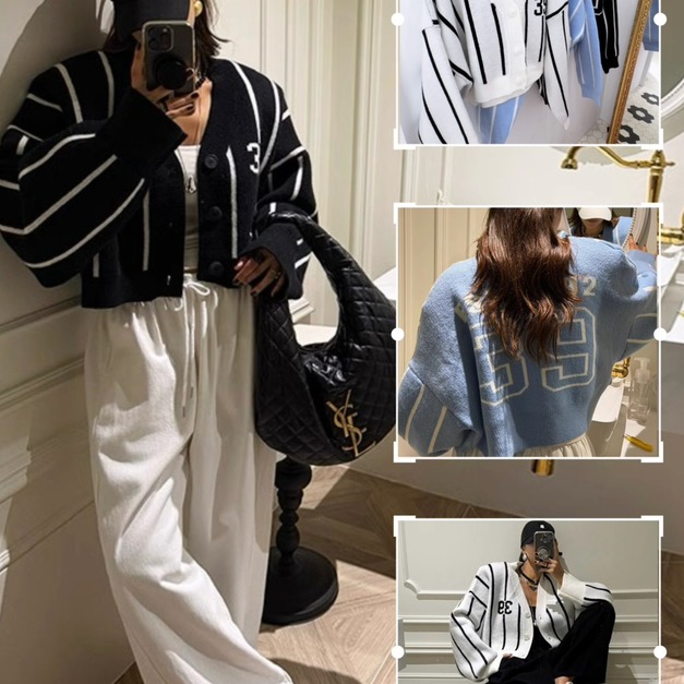 美式復古球衣風針織外套