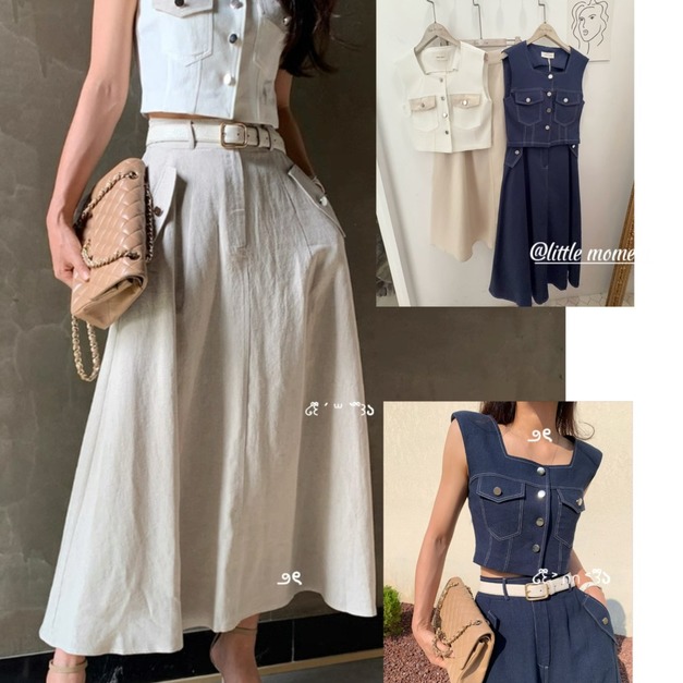 氣質馬甲背心+高腰A字裙