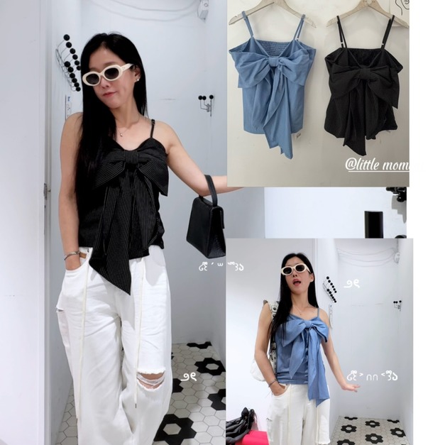 韓國時髦蝴蝶結吊帶背心