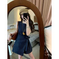 收腰牛仔綁帶短洋裝_6