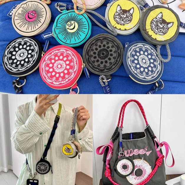 小物分享～日系刺繡零錢包小掛包防水收納鑰匙耳機包可愛包包掛飾～