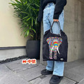 小物分享～日系刺繡大象環保袋斜挎帆布購物袋大容量～送斜挎肩帶_3