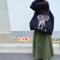 小物分享～日系刺繡大象環保袋斜挎帆布購物袋大容量～送斜挎肩帶_7