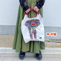 小物分享～日系刺繡大象環保袋斜挎帆布購物袋大容量～送斜挎肩帶_2