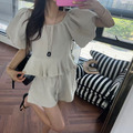 法式後綁帶澎袖套裝_1