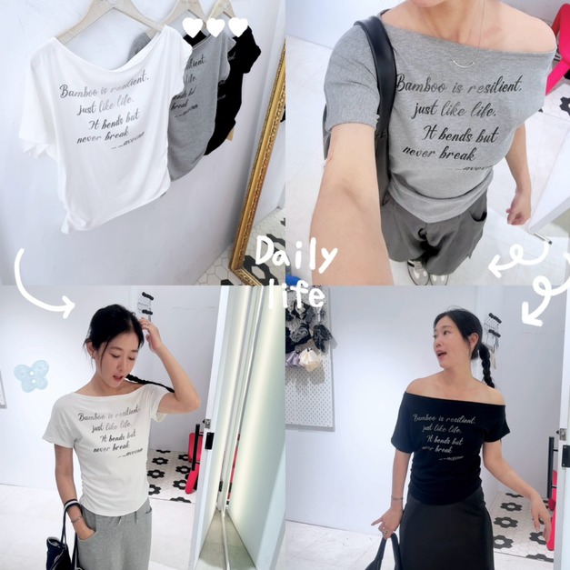 慵懶斜肩顯瘦棉TEE