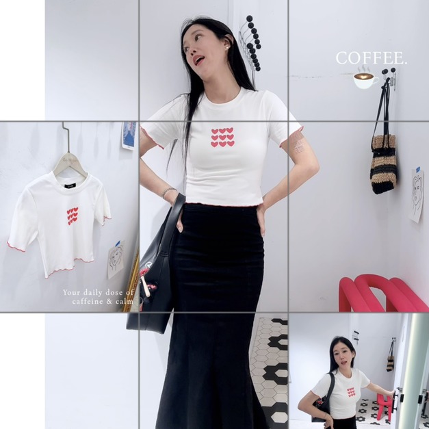 捲邊小愛心短版TEE