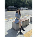 綁帶蛋糕造型牛仔短洋裝_1