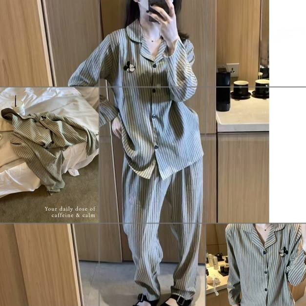 好好睡覺～米奇刺繡慵懶卡通居家服睡衣